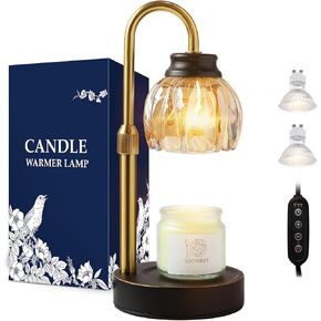 Anoredo Candle Warmer Lamps with Timer, Dimmer & 2 Bulbs, Electric Candle Warming Lamp for Jar Candles, Height Adjustable Wax Melting Lamp for Home Decor(Black Base) in Kuwait