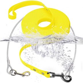 مقود تدريب للكلاب مقاوم للماء من مادة PVC + مقود سلكي مقاوم للمضغ، مقود طويل للكلاب في الهواء الطلق للتدريب، الشاطئ، الفناء، اللعب، التخييم (الورد، 10 أقدام) in Kuwait