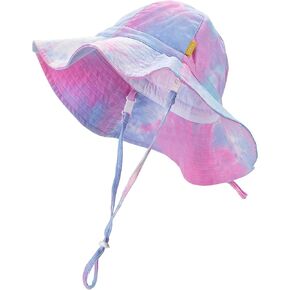 Baby Girls Sun Hat Cute Flower Toddler Summer Outdoor Infant Beach Wide Brim Flowers and tie dye in Saudi Arabia