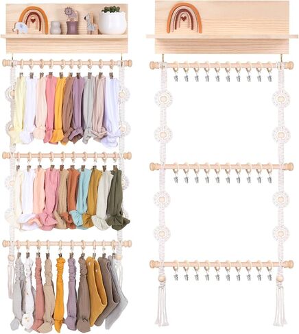 حامل عصابة رأس قوس قزح من POVETIRE للفتيات الصغيرات، حامل قوس بوهو للفتيات فيونكات الشعر وإكسسوارات الشعر منظم للتعليق على الحائط ديكور الحضانة لغرفة الفتيات الصغيرات in Kuwait