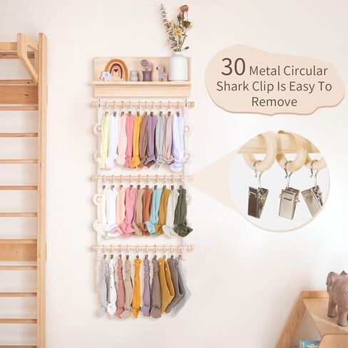 حامل عصابة رأس قوس قزح من POVETIRE للفتيات الصغيرات، حامل قوس بوهو للفتيات فيونكات الشعر وإكسسوارات الشعر منظم للتعليق على الحائط ديكور الحضانة لغرفة الفتيات الصغيرات in Kuwait