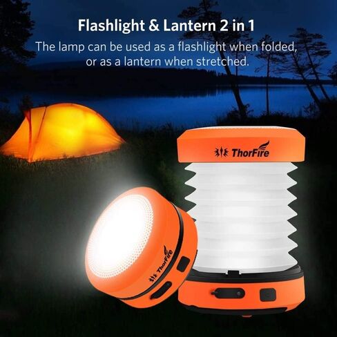 ThorFire LED Camping Lantern Lights Hand Crank USB Rechargeable Lanterns Collapsible Mini Flashlight Emergency Torch Night Light Tent Lamp for Camping Hiking Tent Garden Patio - CL01 in Saudi Arabia