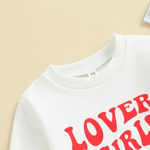 Lesimsam طفل رضيع فتاة عيد الحب ملابس الأب عيد الحب Crewneck البلوز أعلى القلب طباعة مضيئة السراويل مجموعة in Kuwait