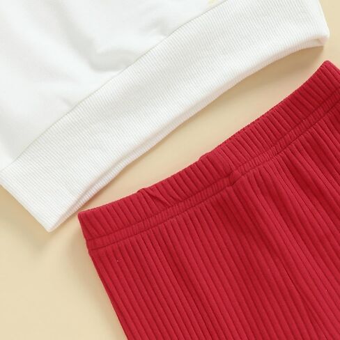 Lesimsam طفل رضيع فتاة عيد الحب ملابس الأب عيد الحب Crewneck البلوز أعلى القلب طباعة مضيئة السراويل مجموعة in Kuwait