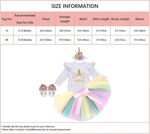 FMYFWY Baby Girls Unicorn Cake Smash 1st Birthday Princess Outfits Cotton Romper Rainbow Tutu Skirt Unicorn Headband (Shoes) in Kuwait