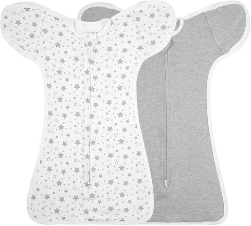 2 Pack Transition Swaddle with 2 Way Zipper, 2 in 1 Arms in/Out Transitional Arms Up Swaddle, 100% Cotton Newborn Swaddle Zipper Swaddles Baby Swaddling Sack Sleeping Sack 3-6 Months, Flamingo & Bear in Saudi Arabia