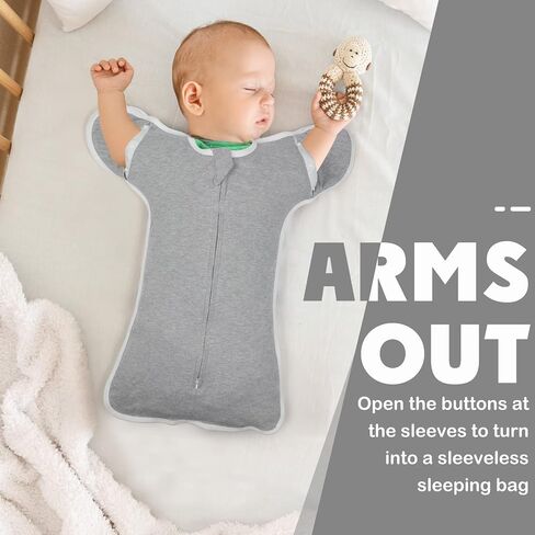 2 Pack Transition Swaddle with 2 Way Zipper, 2 in 1 Arms in/Out Transitional Arms Up Swaddle, 100% Cotton Newborn Swaddle Zipper Swaddles Baby Swaddling Sack Sleeping Sack 3-6 Months, Flamingo & Bear in Saudi Arabia