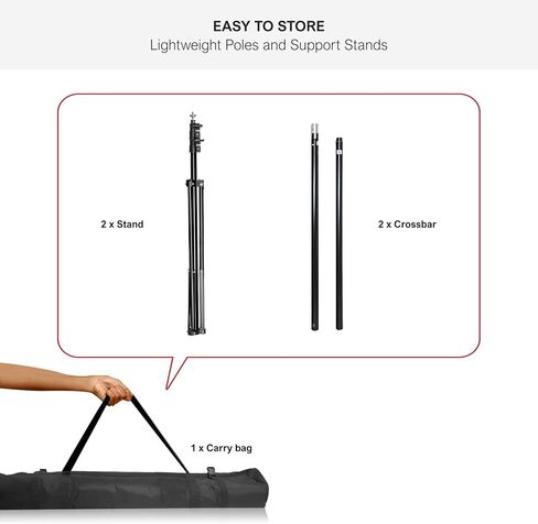 Julius Studio 10 feet Wide Backdrop Stand with 10 x 12 feet Black Background Screen Muslin for Photo Video Shooting, Easy Length Adjustable System, Pure Deep Black Color with Clamps, JSAG715 in Kuwait