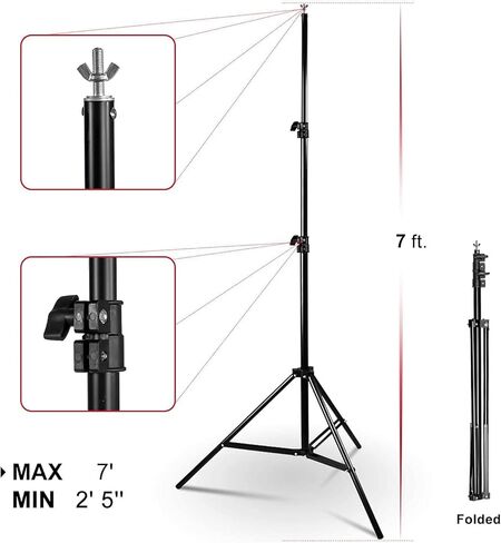 Julius Studio 10 feet Wide Backdrop Stand with 10 x 12 feet Black Background Screen Muslin for Photo Video Shooting, Easy Length Adjustable System, Pure Deep Black Color with Clamps, JSAG715 in Kuwait