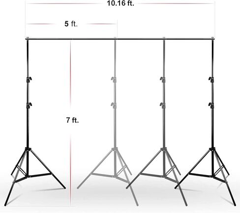 Julius Studio 10 feet Wide Backdrop Stand with 10 x 12 feet Black Background Screen Muslin for Photo Video Shooting, Easy Length Adjustable System, Pure Deep Black Color with Clamps, JSAG715 in Kuwait