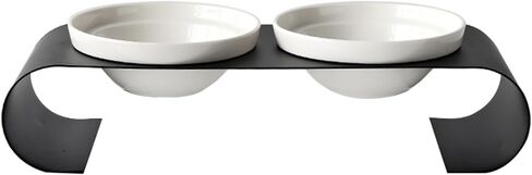 وعاء طعام بطيء من السيراميك من XINSZLIN، وعاء طعام بطيء مرتفع للقطط، أوعية مرتفعة للقطط، بدون انزلاق/انقلاب، طبق طعام أحجية مرتفع (وعاء وجه القطط) in Kuwait