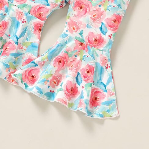 YOUNGER TREE Baby Girl Clothes Sling Romper Flared Pants Bell Bottom Leggings Headband Sets Infant Girl Spring Summ Outfits in Saudi Arabia
