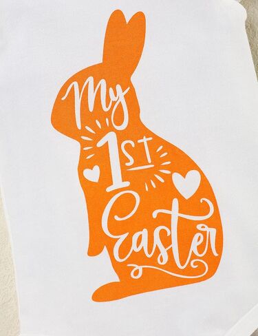 ملابس عيد الفصح الأولى للفتيات الصغيرات على شكل أرنب مطبوعة مع شورت بحمالات مكشكشة وعصابة رأس ملابس عيد الفصح لحديثي الولادة in Kuwait