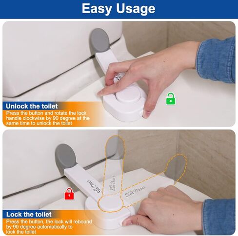 قفل مرحاض آمن للأطفال من SumDirect - 3 قطع قفل مقعد مرحاض لاصق مطور مضاد للأطفال للأطفال الصغار والأطفال والحيوانات الأليفة مع لاصق قوي، بدون تركيب أدوات (3 قطع، أبيض) in Kuwait