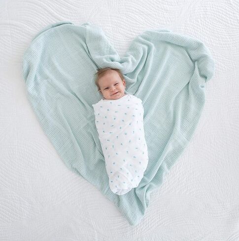 Amazing Baby Cellular Blanket, Premium Cotton Knit, Ultra Soft, Breathable, Cozy Gift for Baby Boys and Girls, Favorite Toddler Blanket, 44 x 44 inches (112 x 112 cm), Soft Blue in Saudi Arabia