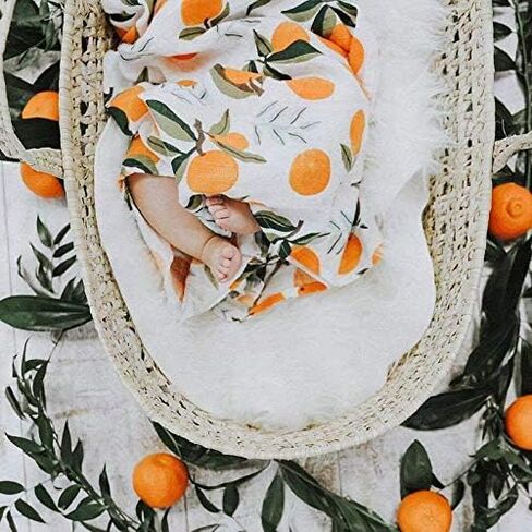 Baby Muslin Swaddle Blankets Soft Neutral Cotton Blend Bamboo Fiber Receiving Blanket Bathing Towel Boy Girl Unisex Toddler Infant Newborn 47 X 47 Inches (Orange) in Kuwait