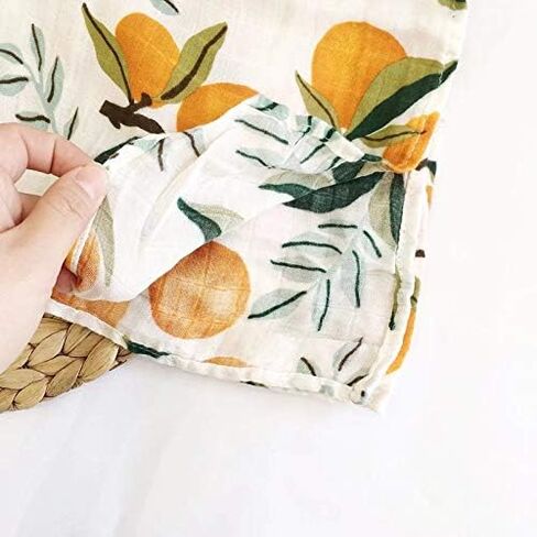 Baby Muslin Swaddle Blankets Soft Neutral Cotton Blend Bamboo Fiber Receiving Blanket Bathing Towel Boy Girl Unisex Toddler Infant Newborn 47 X 47 Inches (Orange) in Kuwait