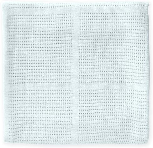 Amazing Baby Cellular Blanket, Premium Cotton Knit, Ultra Soft, Breathable, Cozy Gift for Baby Boys and Girls, Favorite Toddler Blanket, 44 x 44 inches (112 x 112 cm), Soft Blue in Saudi Arabia