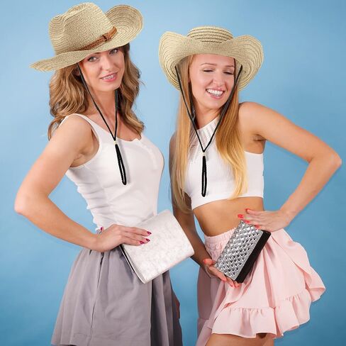 12 Pcs Straw Cowboy Hat for Men Women Western Party Hat Sun Protection Hat Wide Brim Cowgirl Costume Accessories for Summer Beaches Outdoor Adventures Fishing Riding Camping Garden Yard Work, Beige, in Saudi Arabia