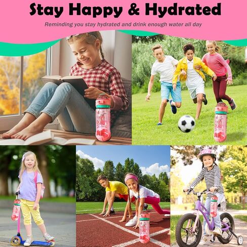 YOYTOO Kids Water Bottle with Straw/Lanyard for School Kids Girls Boys, 22oz BPA Free Child Drinking Water Bottle One-Click-Open Leak-Proof Locking Flip Lid for School Sport Travel (Unicorn) in Saudi Arabia
