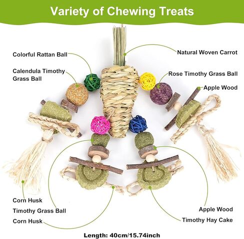 ألعاب مضغ الأرنب من YDFAZXY، ألعاب مضغ معلقة على شكل قفص أرنب، جزر منسوج طبيعي مع وجبات خفيفة لخنازير غينيا، الهامستر، فئران شنشيل، الجربوع وغيرها من ألعاب طحن أسنان الحيوانات الأليفة الصغيرة in Kuwait