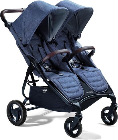 Valco Baby - Trend Duo Double - عربة أطفال مزدوجة جنبًا إلى جنب لحديثي الولادة والأطفال الصغار - سهلة الطي، قابلة للطي، متعددة الأوضاع، عربة أطفال مزدوجة بمظلة كبيرة 2025 (أسود ليلي) in Kuwait
