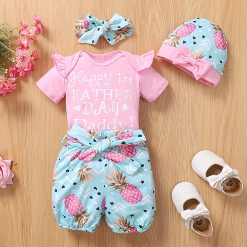 مجموعة ملابس قصيرة لعيد الأب للفتيات حديثي الولادة من Singcoco in Kuwait