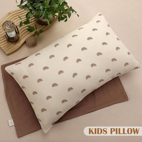 Tranqun 2 حزمة وسادة طفل بوهو مع كيس وسادة قطن الموسلين 13 × 18 بوصة قوس قزح لينة للأطفال الوسائد للأطفال الصغار غطاء وسادة للنوم قيلولة السفر سرير الفراش in Kuwait