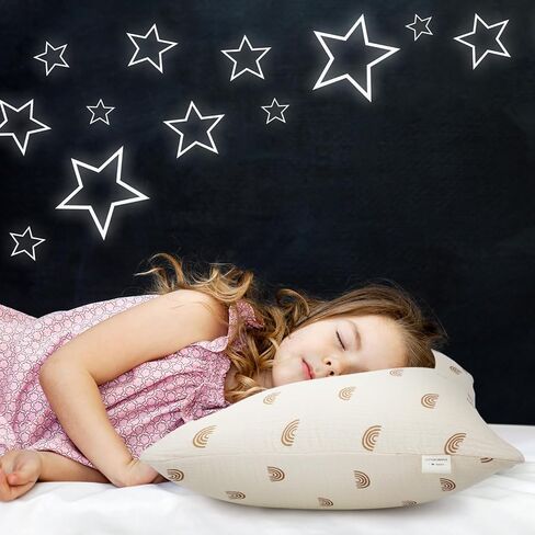 Tranqun 2 حزمة وسادة طفل بوهو مع كيس وسادة قطن الموسلين 13 × 18 بوصة قوس قزح لينة للأطفال الوسائد للأطفال الصغار غطاء وسادة للنوم قيلولة السفر سرير الفراش in Kuwait