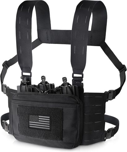 جهاز الصدر المعياري من WYNEX بنمط الكنغر، حقيبة أدوات الصدر التكتيكية مع حزمة صدر ثلاثية ماج/سحاب مع حزام على شكل حرف H in Kuwait