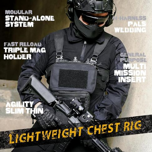 جهاز الصدر المعياري من WYNEX بنمط الكنغر، حقيبة أدوات الصدر التكتيكية مع حزمة صدر ثلاثية ماج/سحاب مع حزام على شكل حرف H in Kuwait