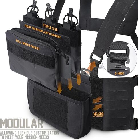 جهاز الصدر المعياري من WYNEX بنمط الكنغر، حقيبة أدوات الصدر التكتيكية مع حزمة صدر ثلاثية ماج/سحاب مع حزام على شكل حرف H in Kuwait