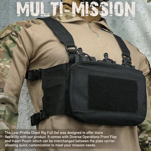 جهاز الصدر المعياري من WYNEX بنمط الكنغر، حقيبة أدوات الصدر التكتيكية مع حزمة صدر ثلاثية ماج/سحاب مع حزام على شكل حرف H in Kuwait