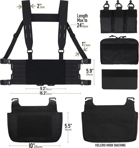 جهاز الصدر المعياري من WYNEX بنمط الكنغر، حقيبة أدوات الصدر التكتيكية مع حزمة صدر ثلاثية ماج/سحاب مع حزام على شكل حرف H in Kuwait