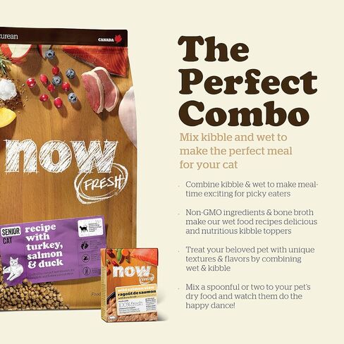 GO! SOLUTIONS Now Fresh Grain Free Cat Food, 8 lb - Dry Cat Food Recipe for Senior Cats with Real Meat and Fish for Protein in Kuwait