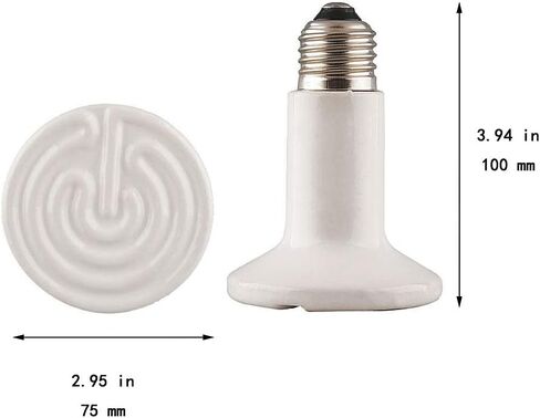 2 Pack 100W White Infrared Heat Lamp Bulbs, Ceramic Heating Emitter Brooder Coop Pet Red Lamp Bulbs for Reptiles, Tortoise etc. Without light in Kuwait