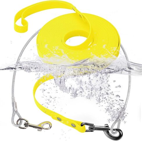 مقود تدريب للكلاب مقاوم للماء من مادة PVC + مقود سلكي مقاوم للمضغ، مقود طويل للكلاب في الهواء الطلق للتدريب، الشاطئ، الفناء، اللعب، التخييم (الورد، 10 أقدام) in Kuwait