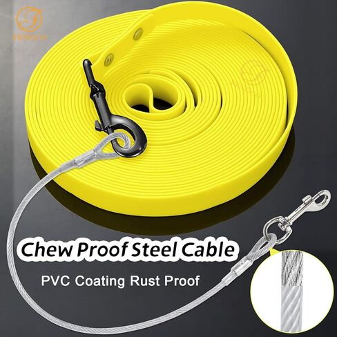 مقود تدريب للكلاب مقاوم للماء من مادة PVC + مقود سلكي مقاوم للمضغ، مقود طويل للكلاب في الهواء الطلق للتدريب، الشاطئ، الفناء، اللعب، التخييم (الورد، 10 أقدام) in Kuwait