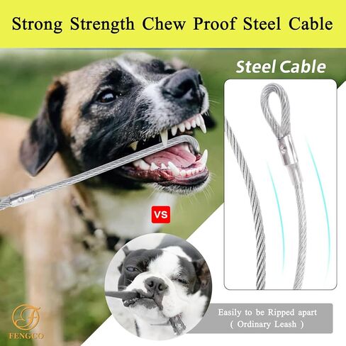 مقود تدريب للكلاب مقاوم للماء من مادة PVC + مقود سلكي مقاوم للمضغ، مقود طويل للكلاب في الهواء الطلق للتدريب، الشاطئ، الفناء، اللعب، التخييم (الورد، 10 أقدام) in Kuwait