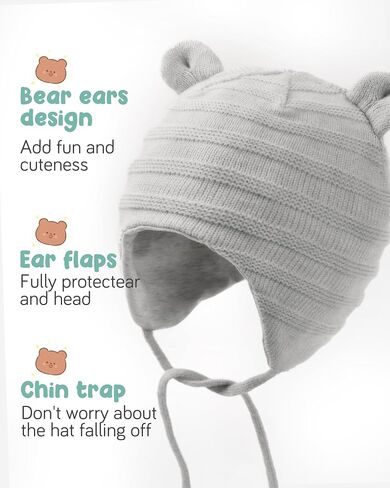 FURTALK Baby Beanie Winter Hat with Bear Ear for Toddler Boys Girls Cotton Lining Knitted Hat Cap in Saudi Arabia