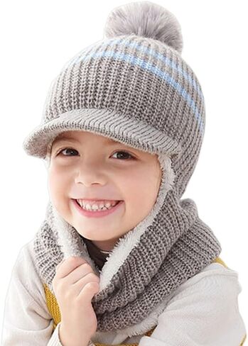 Toddlers Baby Girls and Boys Rabbit Ears Beanie Cap Winter Warm Knit Caps Scarf Woolen Earflap Hood Warm Skull Knit Caps in Saudi Arabia