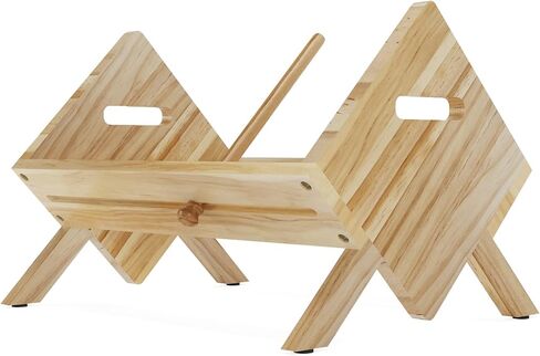 راستيك ستيت حامل أسطوانات فينيل مع فاصل قابل للتعديل - تخزين 80-100 ال بي - رف خشبي لعرض المجلات والالبومات والكتب والصحف والملفات والصور - طبيعي in Kuwait