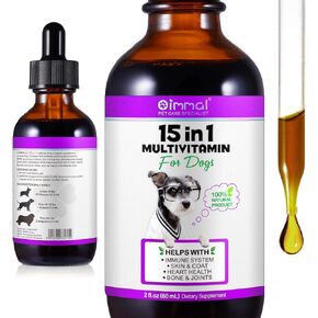 فيتامينات متعددة 15 في 1 للكلاب، فيتامينات ومكملات للكلاب، سائل متعدد الفيتامينات للكلاب مع الجلوكوزامين والتوت البري، فيتامينات متعددة للجراء لدعم المفاصل، صحة الأمعاء والمناعة، صحة الجلد والقلب، 2 أونصة سائلة in Kuwait