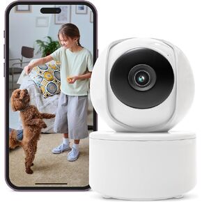 كاميرا أمان داخلية قابلة للإمالة - كاميرا مراقبة منزلية بدقة 1080 بكسل عالية الدقة للأطفال والحيوانات الأليفة والكلاب وكبار السن مع تطبيق الهاتف، والرؤية الليلية، وتخزين بطاقة السحابة وبطاقة SD، وصوت ثنائي الاتجاه، ووضع الخصوصية، متوافق مع Alexa in Kuwait