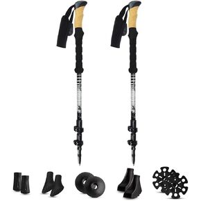 Hiking Poles, HIKERBRO Carbon Fiber Trekking Poles for Hiking with Cork Handle, Ultralight Telescopic Trekking Poles, Adjustable Wrap& Flip Clock, Extended Hiking Sticks for Men Women, 53Inch in Kuwait