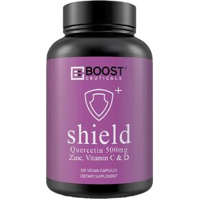 BoostCeuticals Quercetin Zinc Vitamin C Vitamin D – Potent Vegan Pure Zinc Quercetin Formula - Non GMO 120 Capsules 60 Days Supply in Kuwait