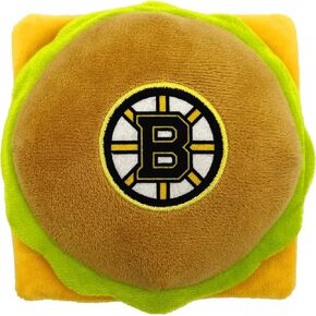 NHL Boston Bruins Cheese Burger Plush Dog & CAT Squeak Toy - Cutest Stadium HAMBERGER Snack Plush Toy for Dogs & Cats with Inner Squeaker & Beautiful Hockey Team Name/Logo