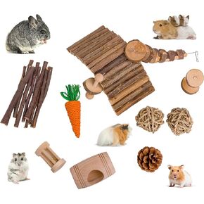 Neakomuki Hamster Toys Guinea Pig Toy for Teeth Care Natural Wooden Hamster Chew Toys and Accessories for Syrian Dwarf Hamster Squirrels Rats Chinchillas Parrots Gerbils Bunnies in Kuwait