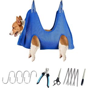 Pet Dog Grooming Hammock Harness for Cats & Dogs, Dog Sling for Grooming, Dog Hammock Restraint Bag with Nail Clippers/Trimmer, Nail File, Pet Comb Eye Care (Large) in Kuwait