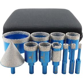 Tile Hole Saw Kit Diamond- BRSCHNITT 11pcs Diamond Core Drill Bit for Porcelain Tile Ceramic Marble Granite Drilling Triangle Shank in Saudi Arabia